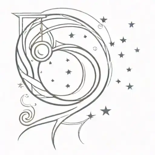 A unique tattoo design combining a Celtic moon with a space-themed background, incorporating elements of fantasy literature, perfect for a teacher with a passion for reading tattoo design idea