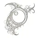 An intricate fantasy book with a moon and eclipse as the cover design tattoo design idea