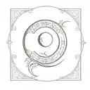 An intricate fantasy book with a moon and eclipse as the cover design tattoo design idea