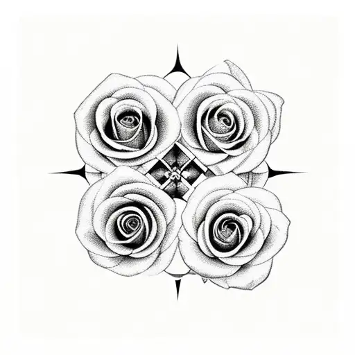 cross with roses and psalms 23  tattoo design idea