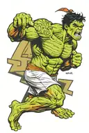 hulk wearing #34 jersey number tattoo design idea