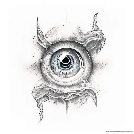 demon eyes rose smoke tattoo design idea