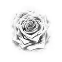 demon eyes rose smoke tattoo design idea