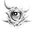 demon eyes rose smoke tattoo design idea