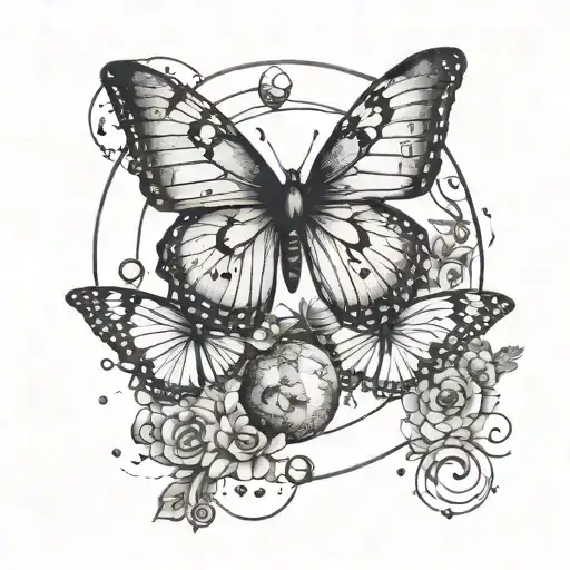 butterfly moon phases grunge inspired tattoo tattoo design idea