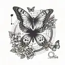 butterfly moon phases grunge inspired tattoo tattoo design idea
