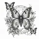 butterfly moon phases grunge inspired tattoo tattoo design idea