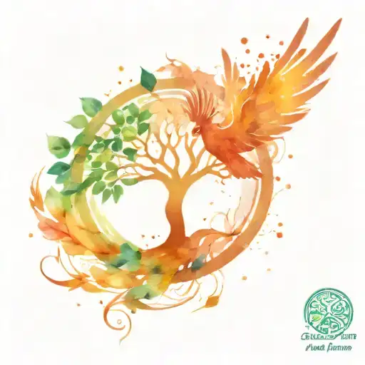 tree of life with a dna trunk with leaves are a beautiful phoenix tattoo design idea