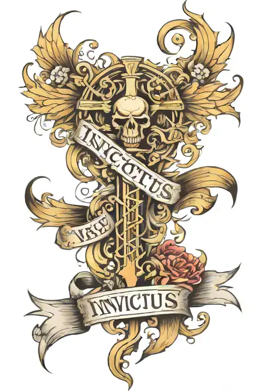 Invictus text tattoo design idea