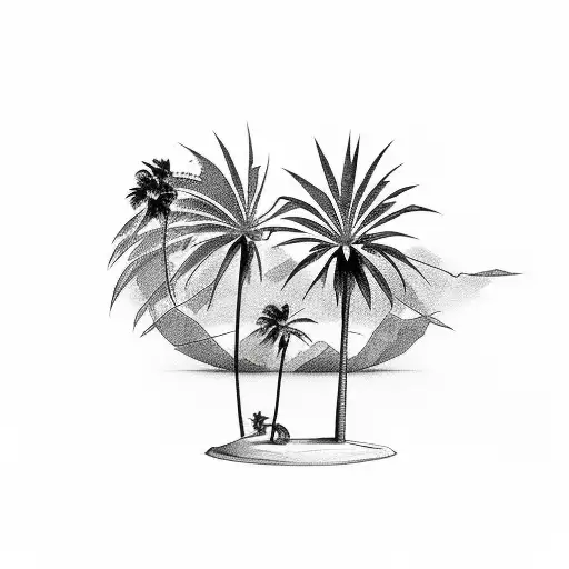 palm trees and guns tattoo design idea