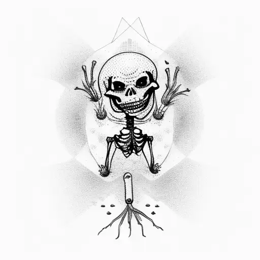 dancing skeleton body tattoo design idea