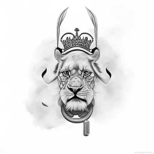 leon con corona tattoo design idea