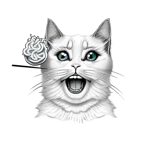 anime cute white cat eating ramen, vector graphic design, high detailed, 8k tattoo design idea