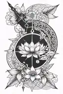 lotus compass and arrow  tattoo design idea