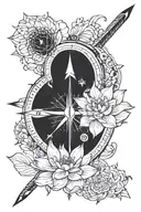 lotus compass and arrow  tattoo design idea