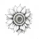 sunflower with 3 butterflies  tattoo design idea