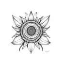 sunflower with 3 butterflies  tattoo design idea