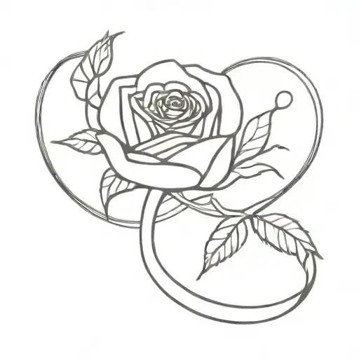 rose in two engagement rings tattoo design idea