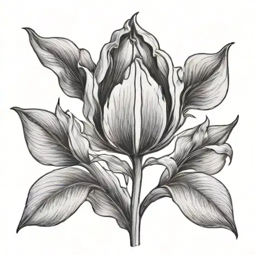 small tulip flower tattoo design idea