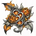 fire and ice cubes with numbers 3 and 6   tattoo design idea