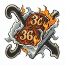 fire and ice cubes with numbers 3 and 6   tattoo design idea