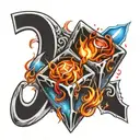 fire and ice cubes with numbers 3 and 6   tattoo design idea