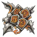 fire and ice cubes with numbers 3 and 6   tattoo design idea