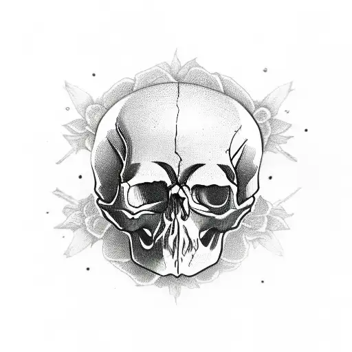 Skull with Rose  tattoo design idea