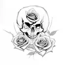 Skull with Rose  tattoo design idea