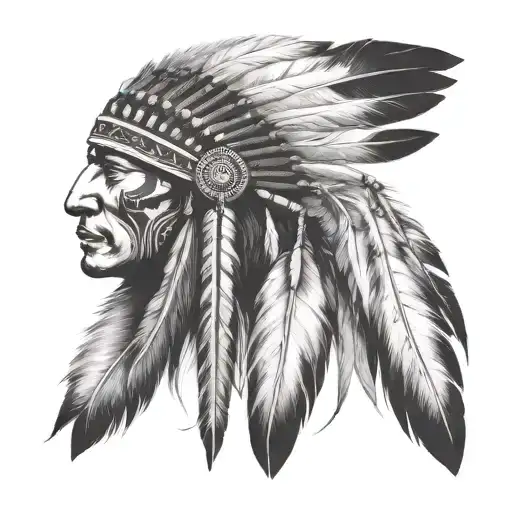 native American Indian feather  headdress without face tattoo design idea