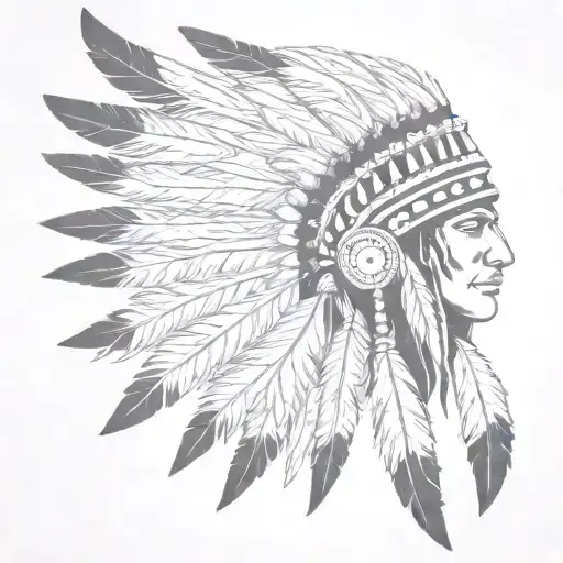 indian feathers headdress tattoo design idea