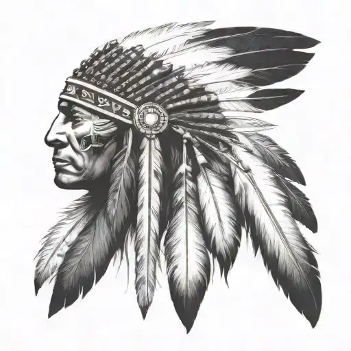 native American Indian feather  headdress tattoo design idea
