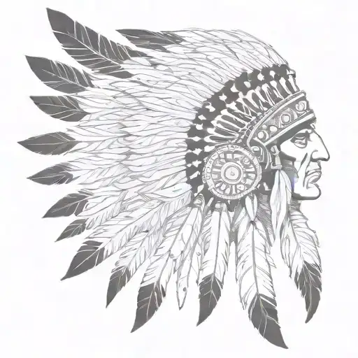 indian feathers headdress tattoo design idea