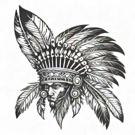 indian feathers headdress tattoo design idea