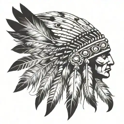 indian feathers headdress tattoo design idea