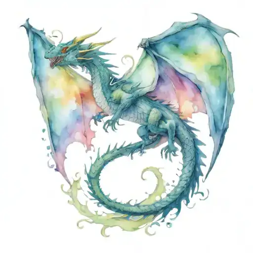 dragon flying tattoo design idea