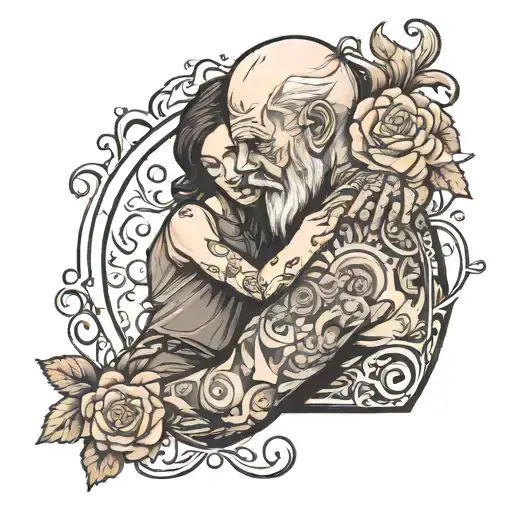 Father and doughter hug each other tattoo design idea