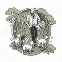 husband and wife and daughter plus 2 small white dogs walking towards life, future tattoo design idea