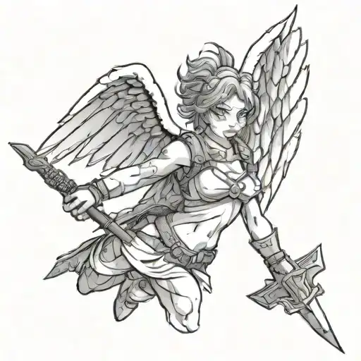 angel with a scar like in fortnite tattoo design idea