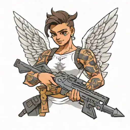 angel with scar weapon fortnite tattoo design idea