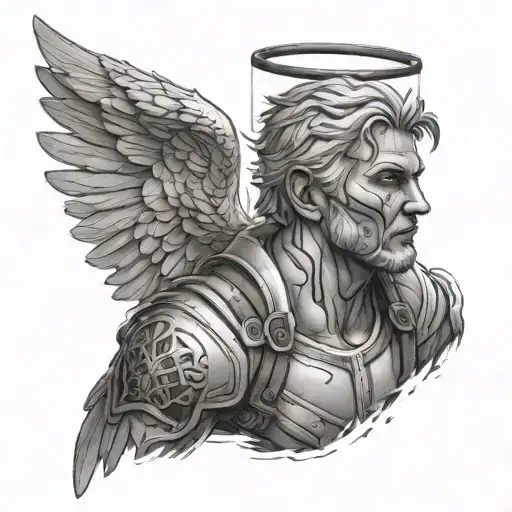 angel with a scar like in fortnite tattoo design idea