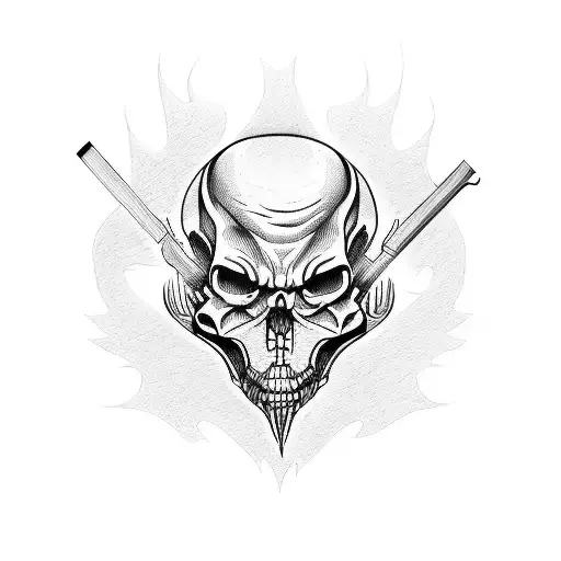 Woodworker's tools forming a sinister Halloween scene tattoo design idea