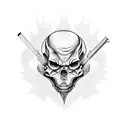 Woodworker's tools forming a sinister Halloween scene tattoo design idea