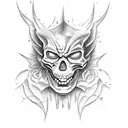 Woodworker's tools forming a sinister Halloween scene tattoo design idea