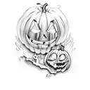 Woodworker's tools forming a sinister Halloween scene tattoo design idea