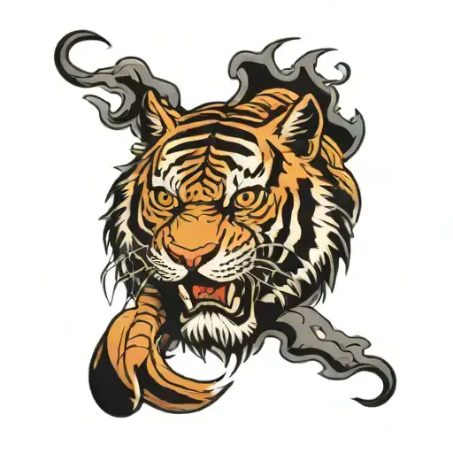 tiger head with 1998 date tattoo design idea