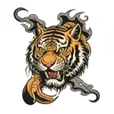 tiger head with 1998 date tattoo design idea