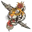 tiger head with 1998 date tattoo design idea