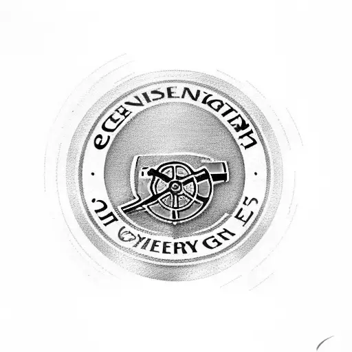 arsenal fc canon with the word  "COYG" under it or above it tattoo design idea