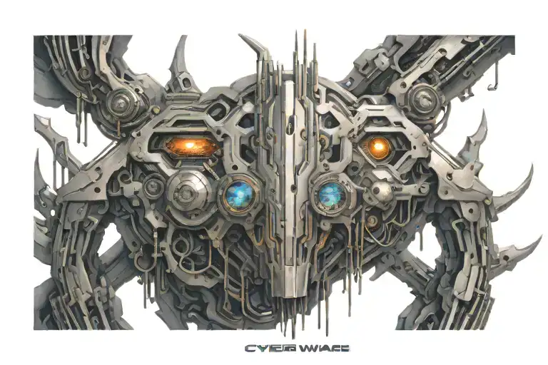 cyberware symetrical tattoo design idea